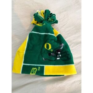 Oregon Ducks Beanie Knit Hat Green Yellow‎ Fleece Football Helmet O Logo